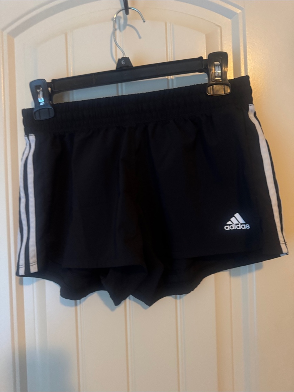 adidas Black Athletic Shorts with White Side Stripes